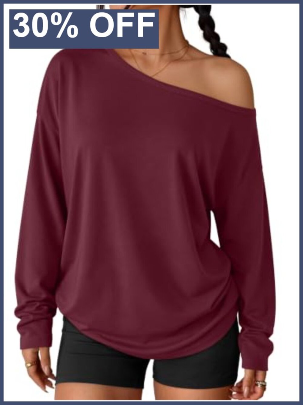 Womens Off The Shoulder Oversized Top Asymmetrical One Shoulder Long Sleeve
